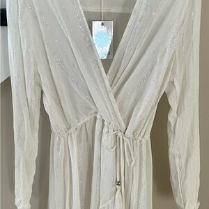 Blue Island White and Silver Cover Up Dress